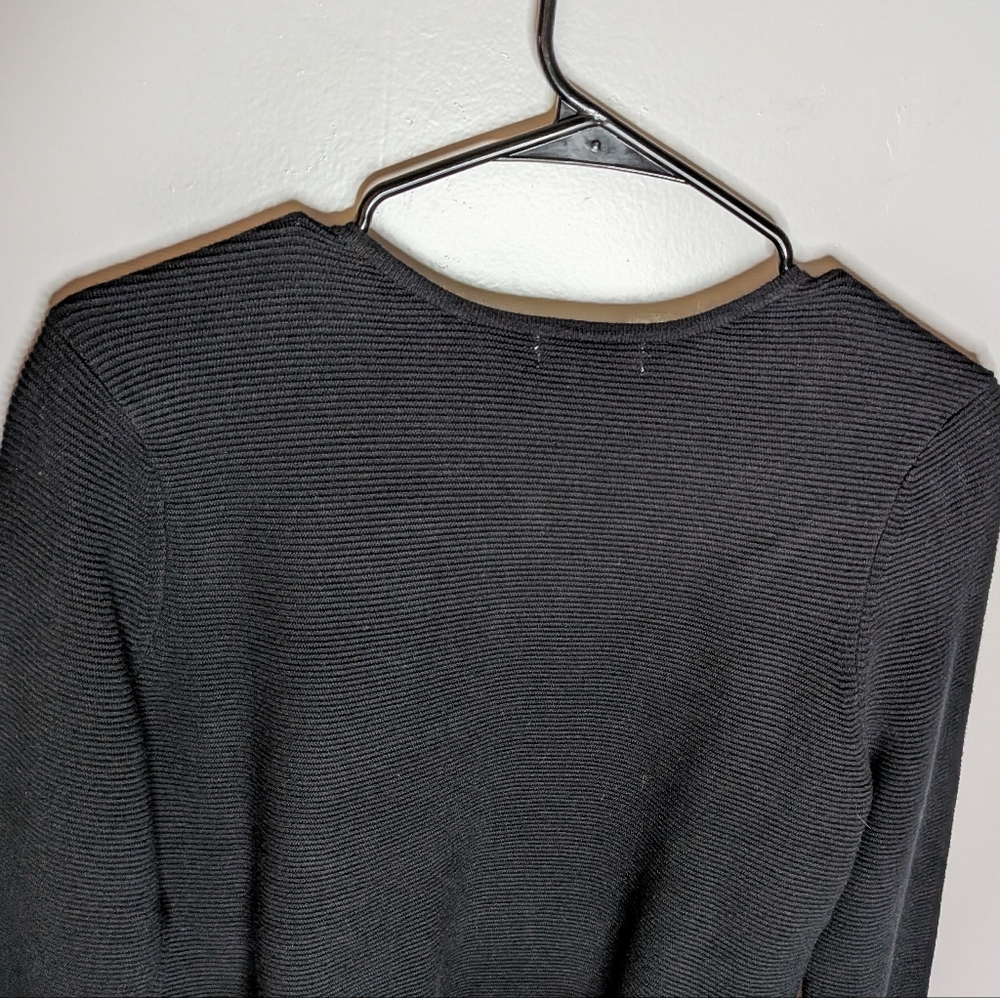 Charter Club Cardigan Sweater Black TexturedOpen Front Cropped‎ Size M - Picture 10 of 16